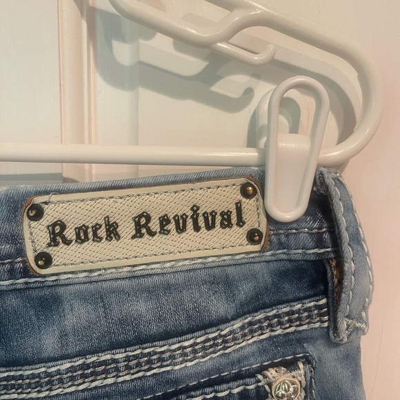 Rock Revival Women’s 25 Blue Skinny Jeans Distressed Acid-Wash Capris - Picture 9 of 9